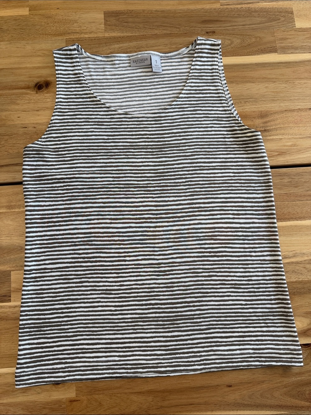 Chico's Brown and White Striped Tank Top